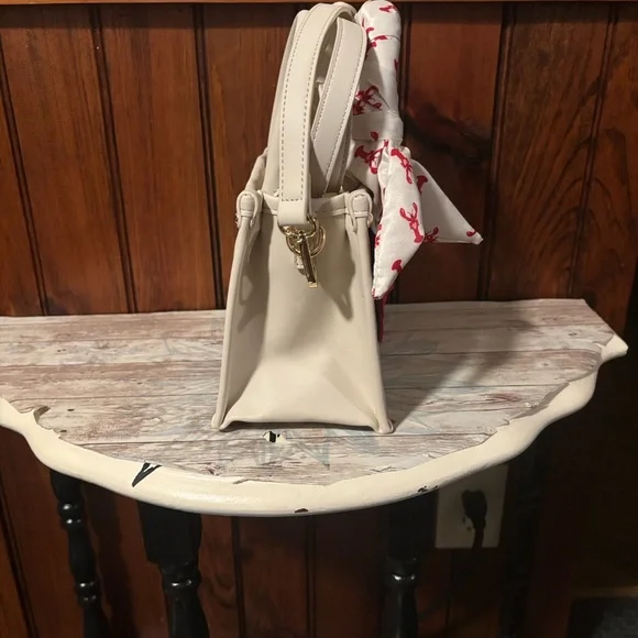 Betsy Johnson Navy and White Striped Mini Bag with Red Lobster Charm - Picture 10 of 14